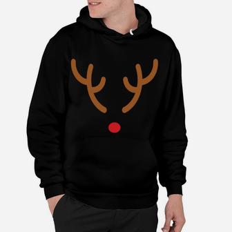Christmas Hoodie Rudolph The Reindeer Antlers Red Nose Hoodie | Crazezy