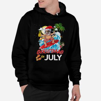 Christmas In July Party Costume Clothing Santa Surfing Hoodie | Crazezy UK