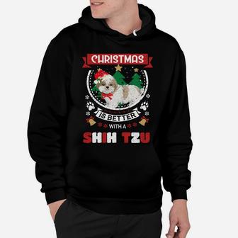 Christmas Is Better With A Shih Tzu Christmas Tree Hoodie | Crazezy