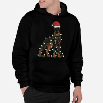 Christmas Lights Doberman Dog Lover Funny Xmas Gift Sweatshirt Hoodie | Crazezy