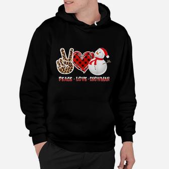 Christmas Peace Love Leopard Heart Xmas Snowman Men Women Hoodie | Crazezy