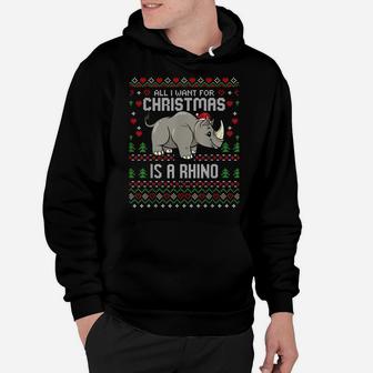 Christmas Rhino Ugly Xmas Sweater Christmas Rhinoceros Lover Hoodie | Crazezy