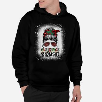 Christmas Squad Xmas Tree Lights Leopard Messy Bun Bleached Hoodie | Crazezy