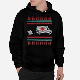 Christmas Ugly Sweater Ambulance Emergency Design Sweatshirt Hoodie | Crazezy