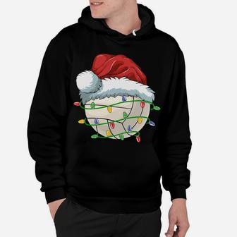 Christmas Volleyball Ball Santa Hat Light Funny Sport Xmas Sweatshirt Hoodie | Crazezy DE