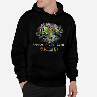 Classic Peace Hope Love Autism Awareness Hoodie - Monsterry UK