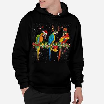 Colorful Christmas Parrots Santa Reindeer Elf Hat Funny Sweatshirt Hoodie | Crazezy