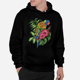 Colorful Parrot Bird Tropical Flower Hoodie | Crazezy CA