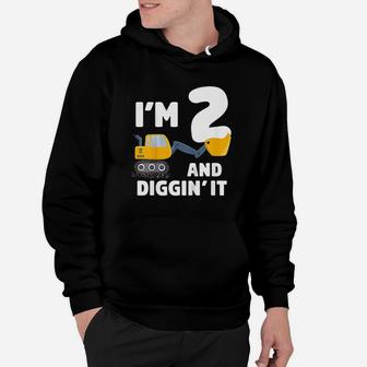 Construction Truck 2Nd Birthday2 Two Year Old Excavator Hoodie | Crazezy UK