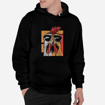 Cool Rooster Wearing Sunglasses Vintage Chicken Hoodie | Crazezy