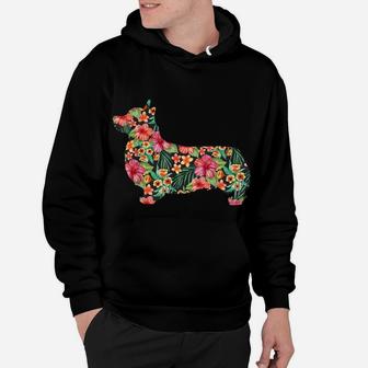 Corgi Flower Funny Dog Silhouette Floral Gifts Women Men Hoodie | Crazezy