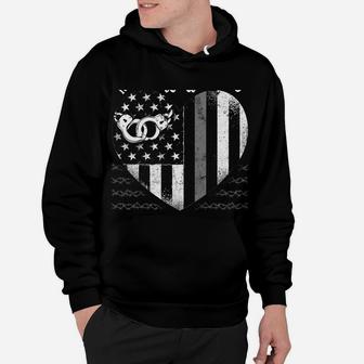 Correctional Officer Girlfriend Wife Heart American Flag Hoodie | Crazezy