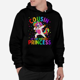 Cousin Of The Birthday Princess Girl Dabbing Unicorn Hoodie | Crazezy