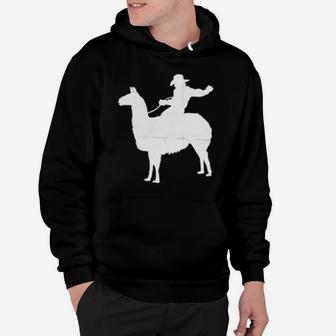Cowboy Riding A Llama Distressed Hoodie - Monsterry CA
