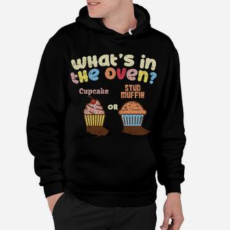 Cupcake Or Stud Muffin Pregnancy Announcement Gender Reveal Hoodie | Crazezy