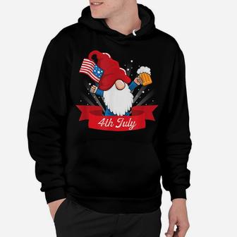 Cute 4Th Of July Gnome With Us Flag And Beer Patriotic Hoodie | Crazezy