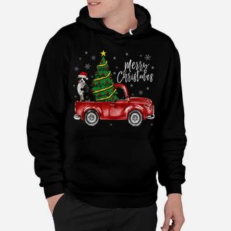 Cute Bernese Mountain Dog Truck Merry Christmas Dog Lover Sweatshirt Hoodie | Crazezy