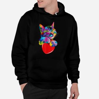 Cute Cat Gift For Kitten Lovers Colorful Art Kitty Adoption Hoodie | Crazezy UK