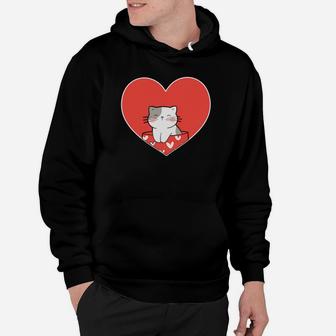 Cute Cat Love Heart Valentines Day Gift Happy Valentines Day Hoodie - Seseable