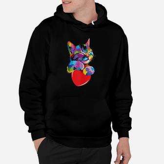 Cute Cat Lovers Colorful Art Hoodie | Crazezy