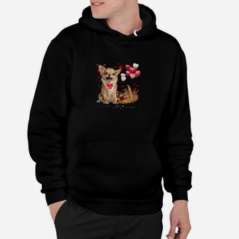 Cute Chihuahua Dog Balloon Heart Valentines Day Valentine Hoodie - Monsterry