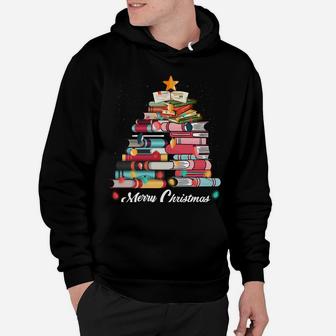 Cute Christmas Tree Books Clothing Book Lover Gifts Holiday Sweatshirt Hoodie | Crazezy DE