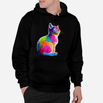 Cute Colorful Cat For Cat Lovers Hoodie | Crazezy