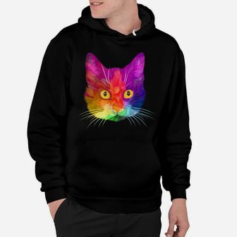 Cute Colorful Cat For Cat Lovers Multicolor Design Hoodie | Crazezy