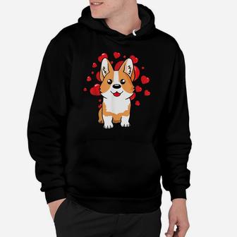 Cute Corgi Dog Valentines Day Love Heart Gift Hoodie | Crazezy