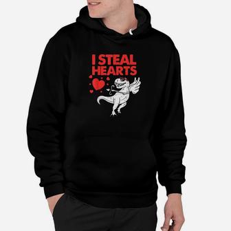 Cute Cupid Trex Dinosaur Boys Valentines Day I Steal Hearts Hoodie - Monsterry