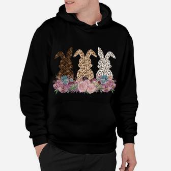 Cute Easter Bunny Rabbit With Leopard Print Flower Bouquet Hoodie | Crazezy
