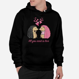 Cute Hedgehogs Kissing Valentine's Day For Her Hoodie - Monsterry AU