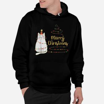 Cute Holiday Cat Tree "Merry Christmas" Cat Lovers Hoodie | Crazezy CA