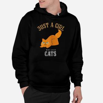 Cute Just A Girl Who Loves Cats Design For Cat Lovers Hoodie | Crazezy AU