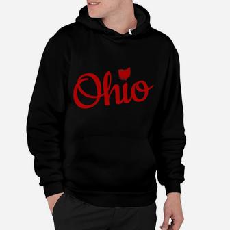 Cute Ohio Red Script Oh Map Love Home Buckeye State Hoodie | Crazezy