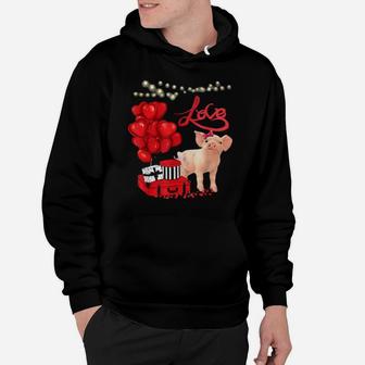 Cute Pig Heart Valentines Day Farm Animal Pig Hoodie - Monsterry