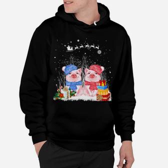 Cute Pig On Snow Merry Christmas Pig Loves Farm Gifts Sweatshirt Hoodie | Crazezy UK