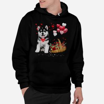 Cute Siberian Husky Balloon Heart Valentine's Day Valentine Hoodie - Monsterry