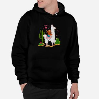 Cute Sloth Riding Llama Cactus Love Valentine Hoodie - Monsterry