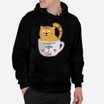Cute Smiling Coffee Cat Funny Caffeine Lovers Hoodie | Crazezy