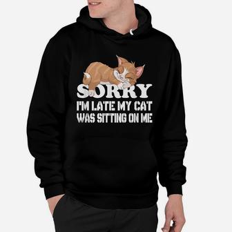 Cute Sorry I'm Late My Cat Was Sitting On Me Cat Lovers Hoodie | Crazezy UK