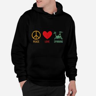 Cute Spin Instructor Peace Love Spinning Cycle Spinner Bike Hoodie | Crazezy