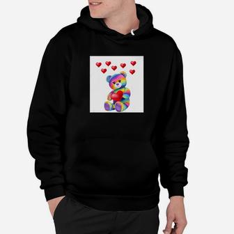 Cute Valentines Day Teddy Bear With Hearts Hoodie - Thegiftio