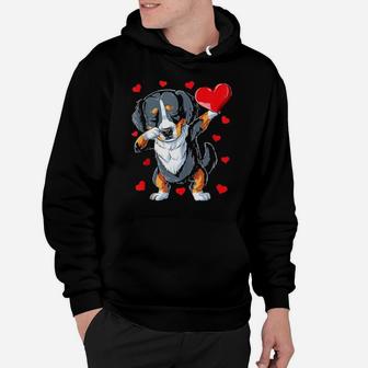 Dabbing Bernese Mountain Dog Heart Valentines Day Love Hoodie - Monsterry