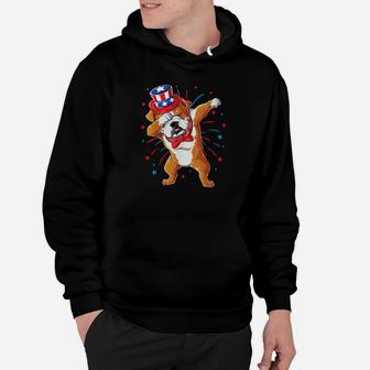 Dabbing English Bulldog 4Th Of July Boys American Flag Hoodie - Monsterry