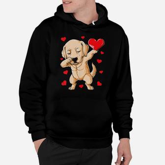 Dabbing Labrador Valentines Day Dog Lover Heart Boys Hoodie - Monsterry