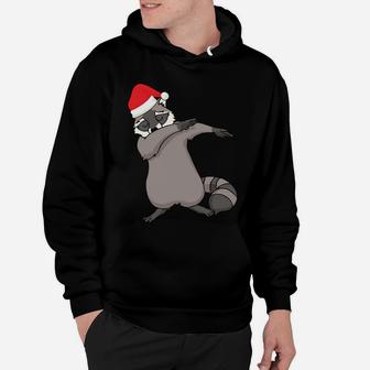 Dabbing Raccoon With Santa Claus Hat Christmas Dab Dance Hoodie | Crazezy CA