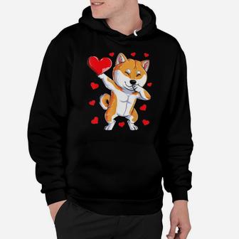 Dabbing Shiba Inu Valentines Day Shirt Dog Lover Heart Boys Hoodie - Monsterry