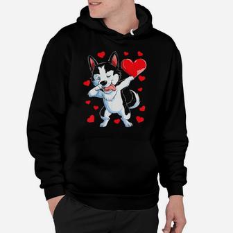 Dabbing Siberian Husky Valentines Day Dog Heart Hoodie - Monsterry