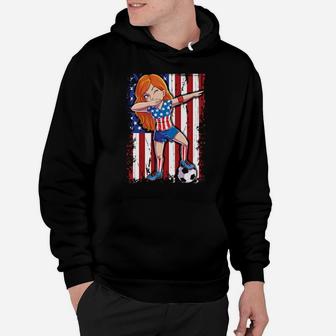 Dabbing Soccer Girl 4Th Of July American Flag Usa Us Hoodie - Monsterry DE